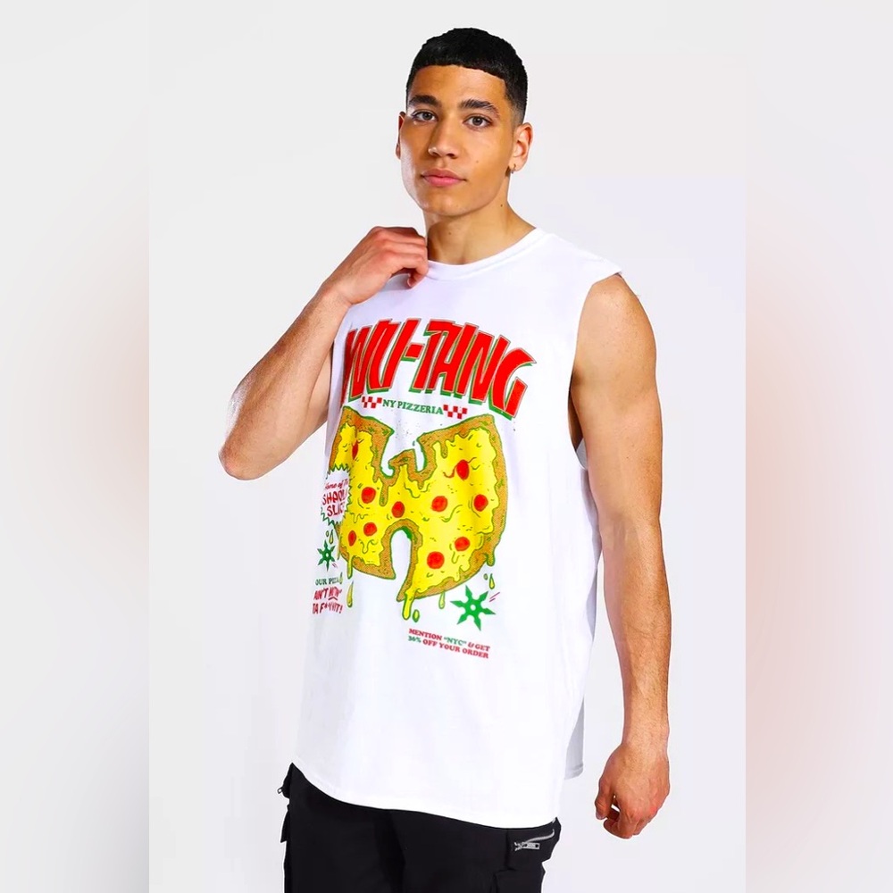 BOOHOO MAN Oversized Wu Tang Clan Licensed Cutoff Tank Size Small
